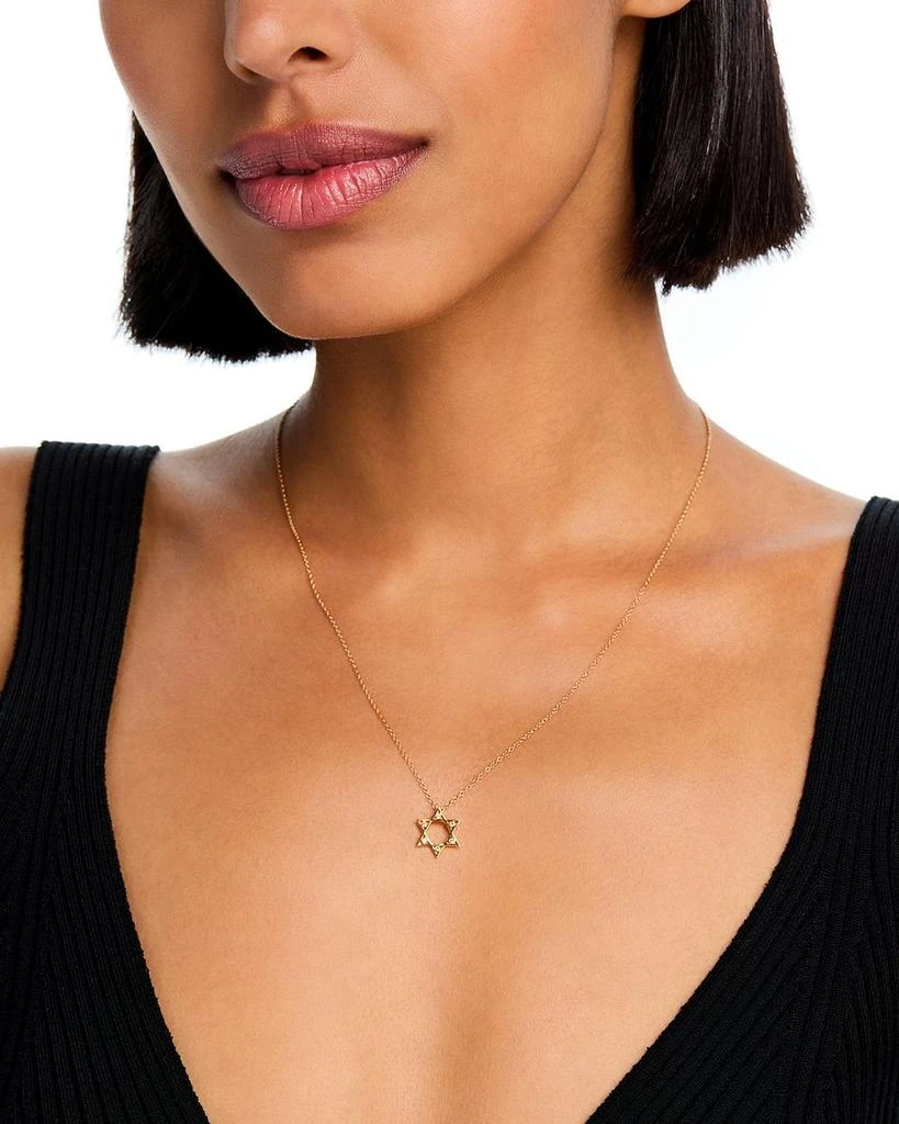 14K Yellow Gold White Topaz Star of David Pendant Necklace, 16-18" 商品