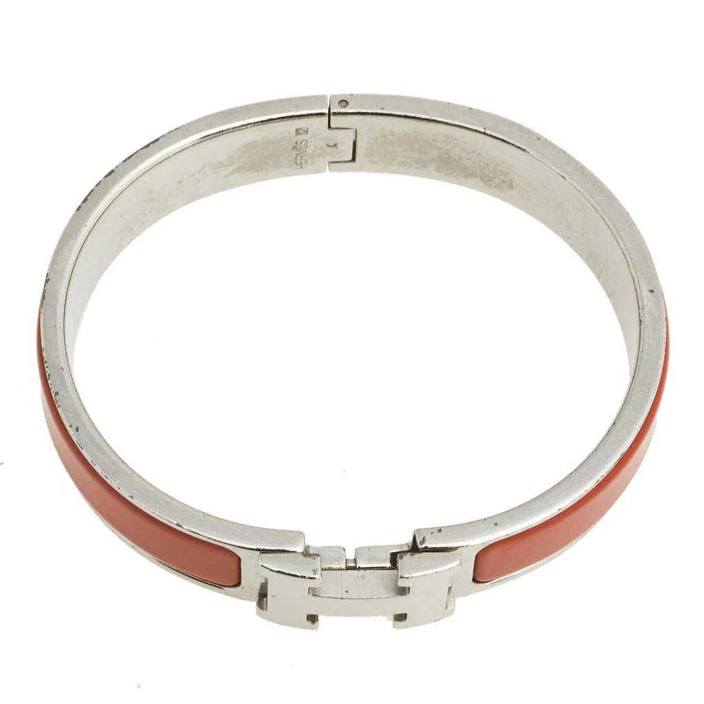商品[二手商品] Hermes|Hermès Clic H Palladium Plated Orange Enamel Narrow Bracelet,价格¥3121,第4张图片详细描述