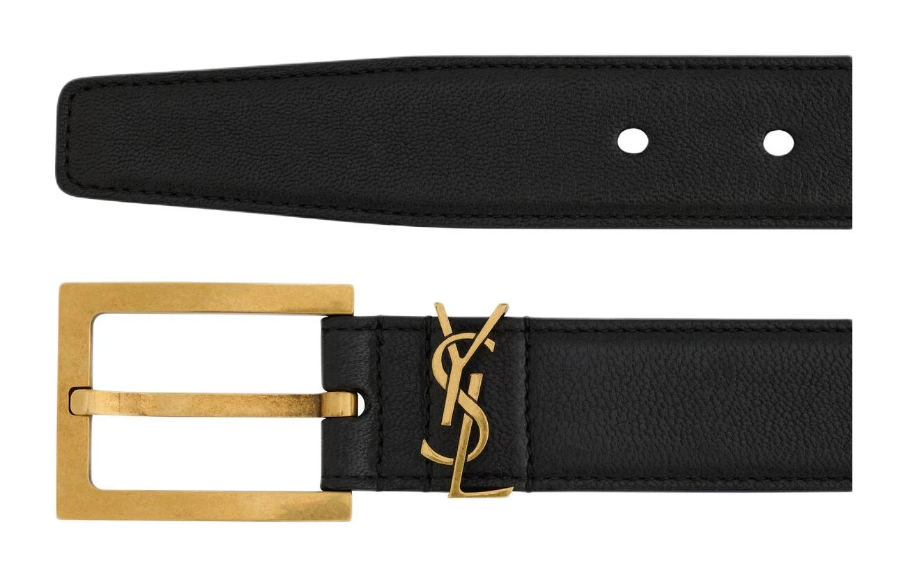 商品[国内直发] Yves Saint Laurent|圣罗兰 字母Logo 皮带 男女同款情侣款 黑色 宽3CM,价格¥4377,第7张图片详细描述