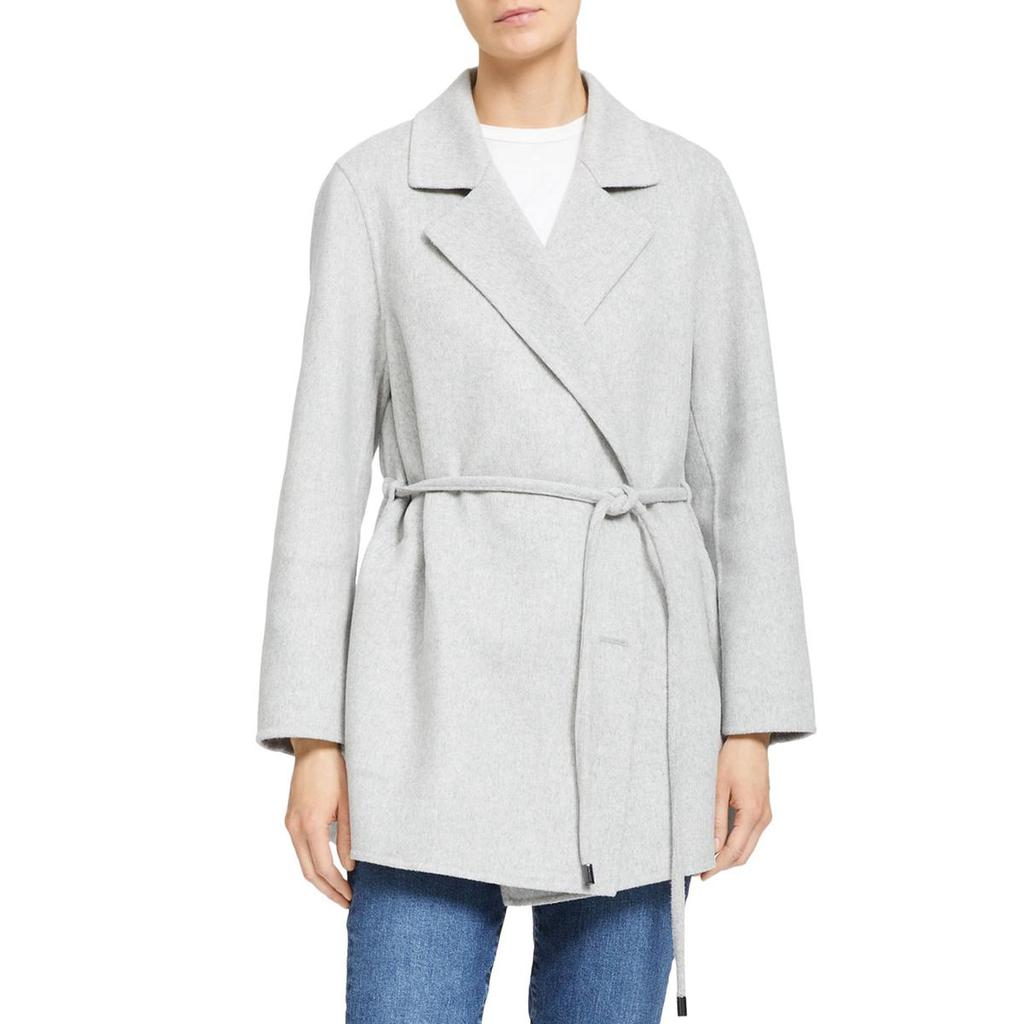 Theory Womens Clairene D Wool Blend Midi Wrap Coat商品第1张图片规格展示