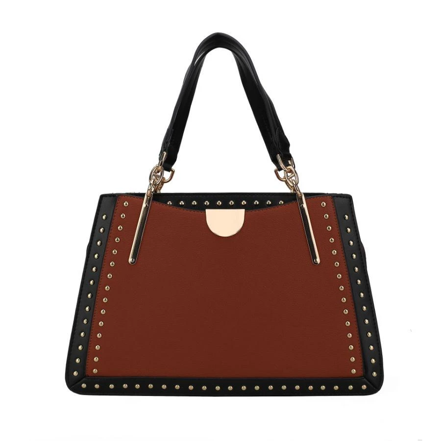 商品MKF Collection By Mia K.|Aubrey Vegan Leather Multi Compartment Satchel Handbag - Color Block,价格¥556,第4张图片详细描述