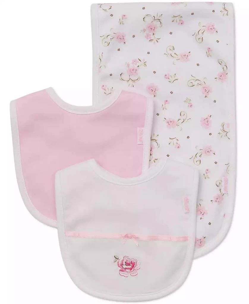 商品Little Me|Baby Girls Rose Bib and Burp Cloth, 3 Piece Set,价格¥98,第1张图片