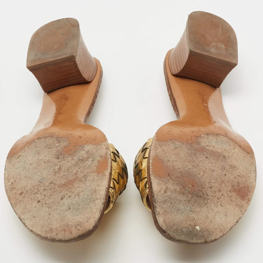 Bottega Veneta Gold Intrecciato Leather Ravello Slide Sandals Size 37 商品