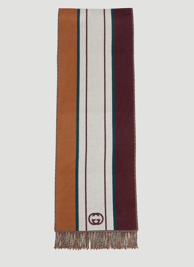 Interlocking G Stripe Scarf in Brown商品第1张图片规格展示