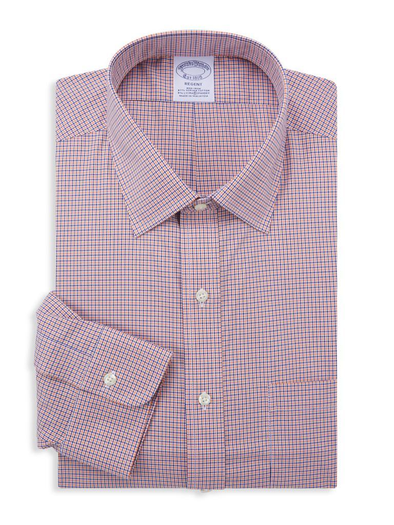 商品Brooks Brothers|Regent-Fit Checked Supima Cotton-Blend Dress Shirt,价格¥221,第1张图片
