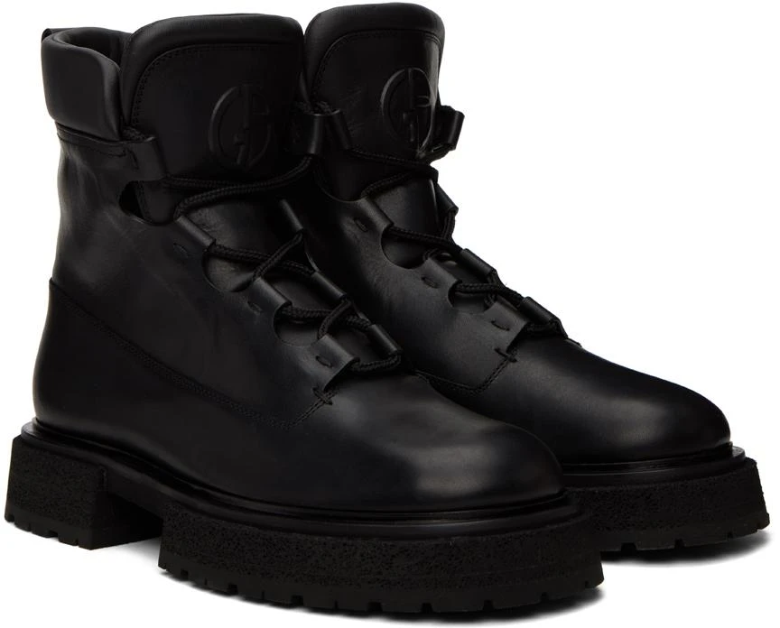 商品Giorgio Armani|Black Embossed Boots,价格¥5315,第4张图片详细描述