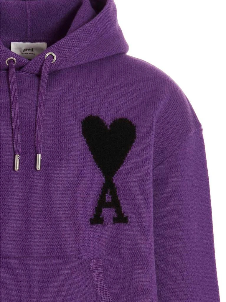 商品AMI|AMI De Coeur Logo Embroidered Knitted Hoodie,价格¥3114,第3张图片详细描述