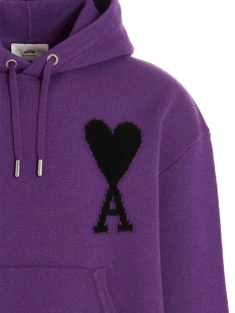 商品AMI|AMI De Coeur Logo Embroidered Knitted Hoodie,价格¥3112,第3张图片详细描述