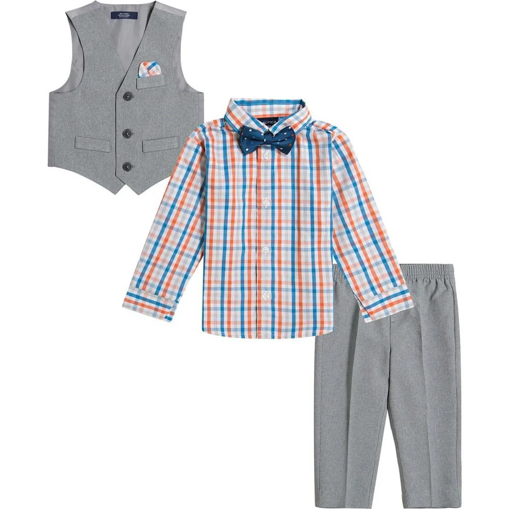 商品Nautica|Baby Boys Poplin Vest, Pants, Shirt and Bowtie, 4 Piece Set,价格¥264,第2张图片详细描述