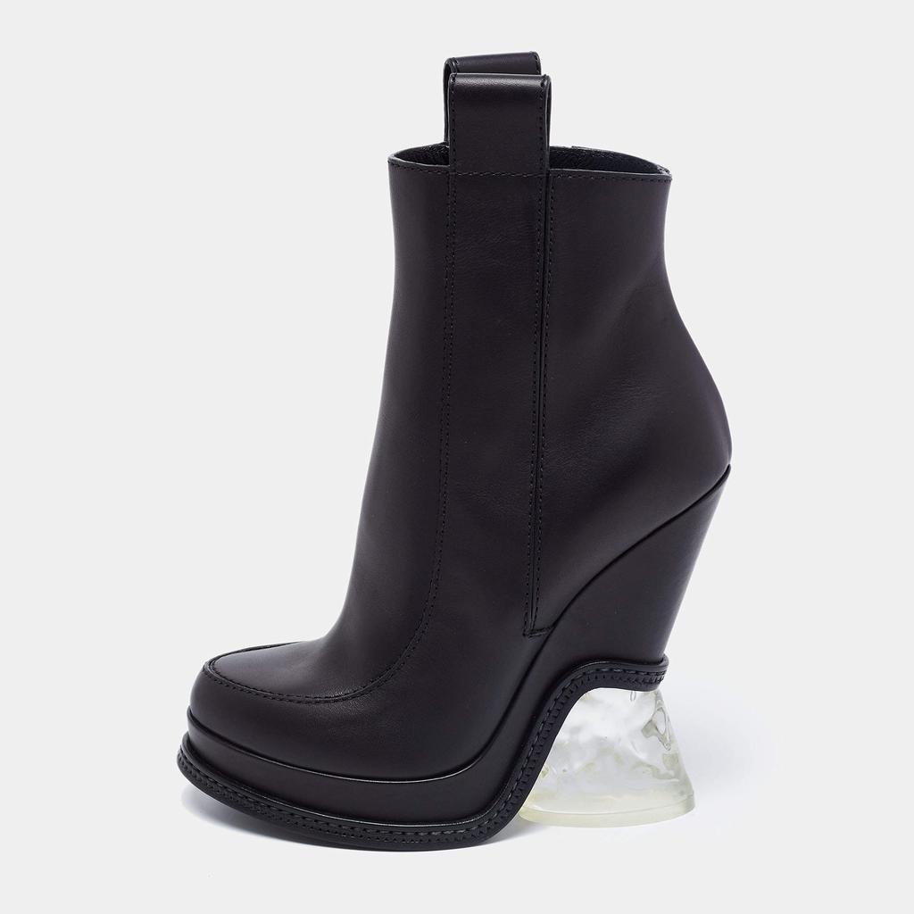 商品Fendi|Fendi Black Leather Ice Heel Ankle Boots Size 36,价格¥4716,第1张图片