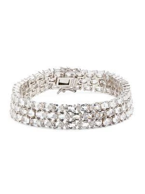 商品Saks Fifth Avenue|Sterling Silver & Created White Sapphire Triple Row Bracelet,价格¥2314,第1张图片