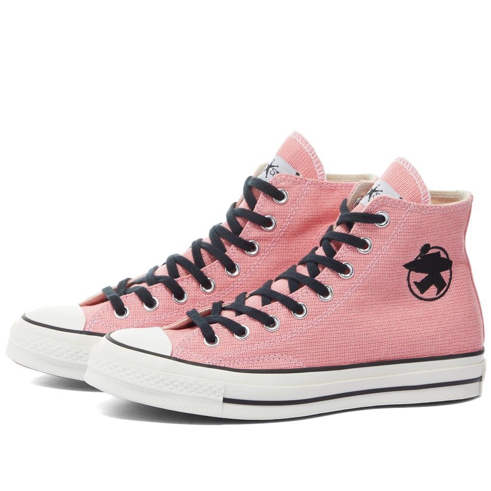 商品Converse|男款 Stussy联名 Chuck 70 高帮帆布鞋 Surfman 黑粉色,价格¥559,第1张图片