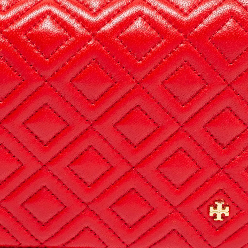 商品[二手商品] Tory Burch|Tory Burch Red Quilted Leather Fleming Flat Wallet Crossbody Bag,价格¥1595,第7张图片详细描述