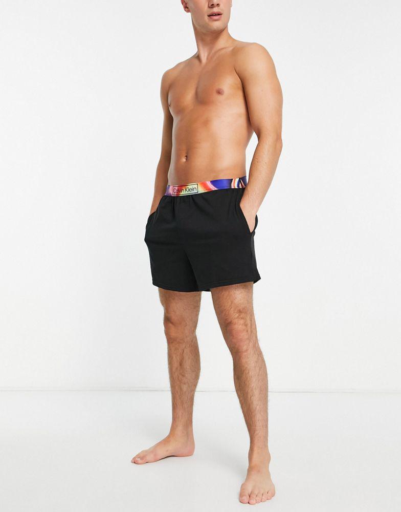 Calvin Klein pride sleep shorts with contrast waistband in black商品第4张图片规格展示