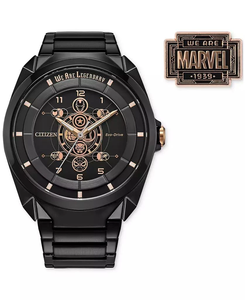 商品Citizen|Eco-Drive Men's Marvel Legends 85th Anniversary Black-Tone Stainless Steel Bracelet Watch 43mm Boxed Set,价格¥3819,第1张图片