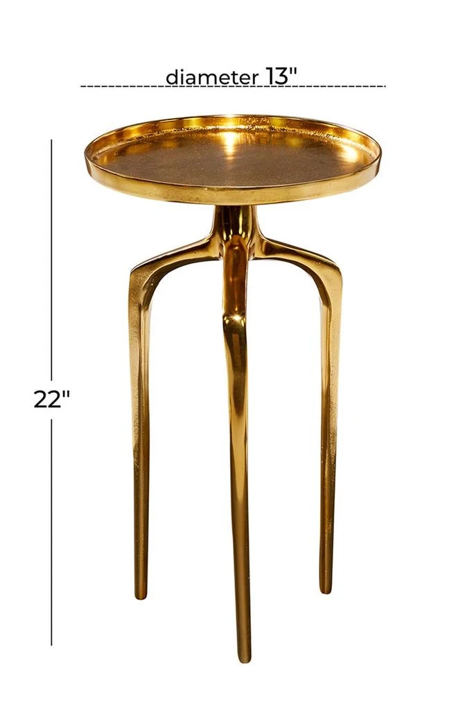 Goldtone Aluminum Contemporary Accent Table with 3 Tripod Legs 商品