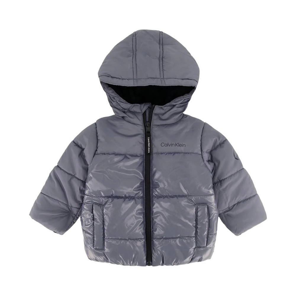 商品Calvin Klein|Baby Boys Shiny Blocked Bubble Jacket,价格¥135,第1张图片