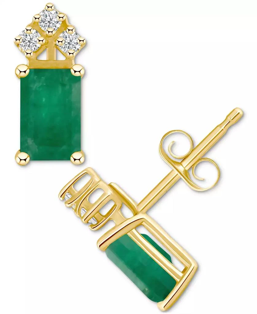 商品Macy's|Ruby (1-3/8 ct. t.w.) & Diamond (1/8 ct. t.w.) Crown Stud Earrings in 14k Gold (Also in Emerald & Tanzanite),价格¥4613,第1张图片