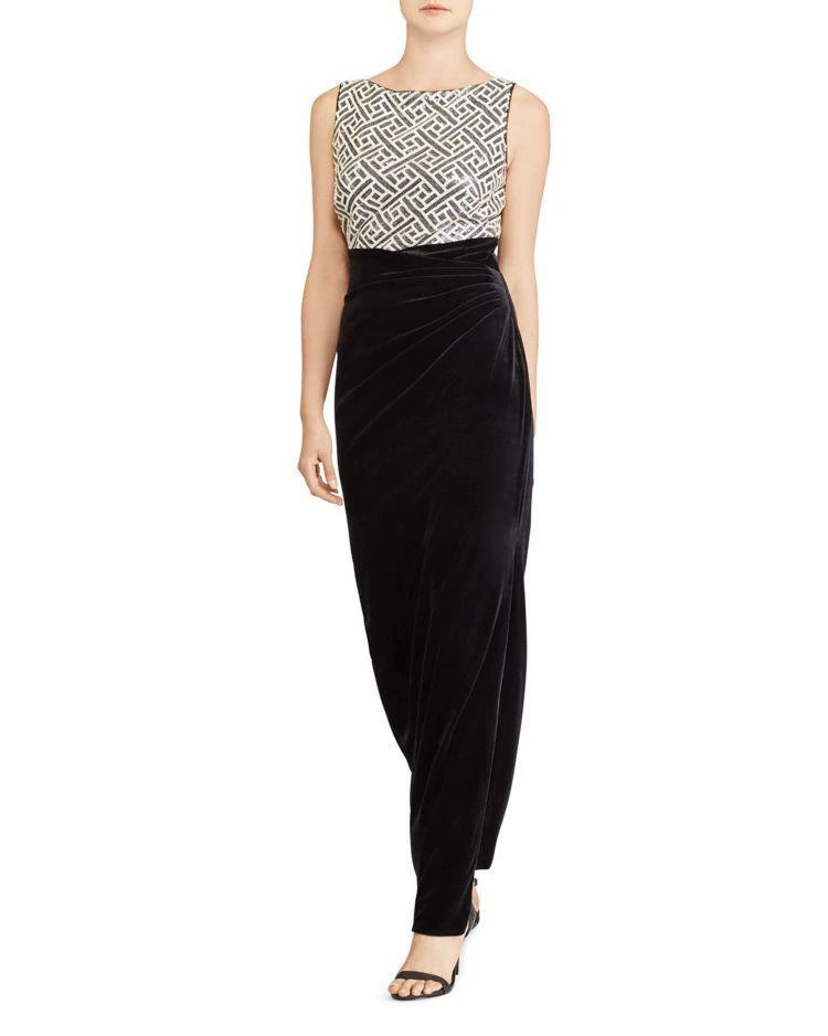 商品Ralph Lauren|Lauren Ralph Lauren Sequin-Bodice Velvet Gown,价格¥488,第1张图片