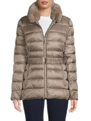 商品Michael Kors|Faux Fur Trim Belted Puffer Jacket,价格¥662,第1张图片