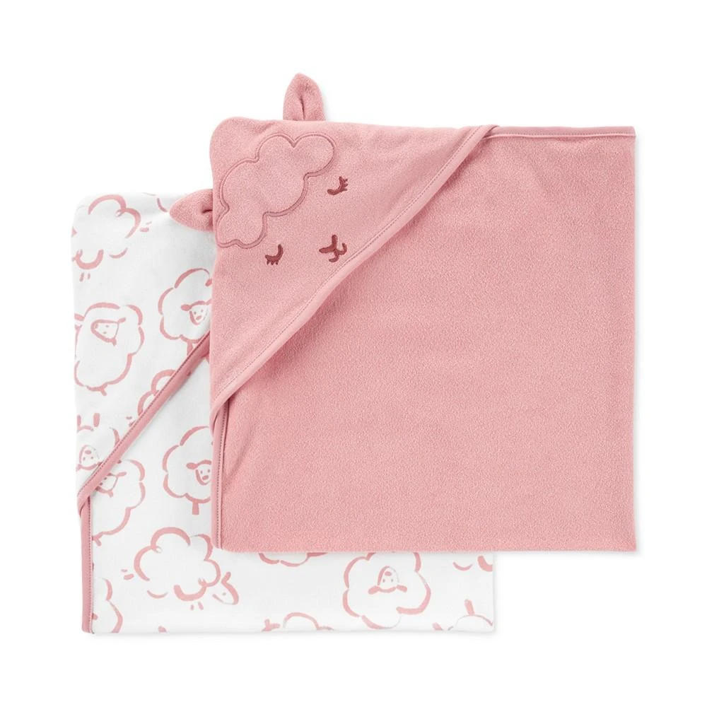 商品Carter's|Baby Girls Sheep Hooded Towels, Pack of 2,价格¥98,第1张图片