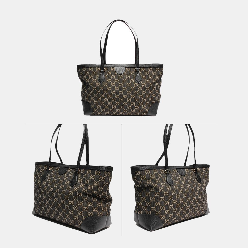 Gucci Black GG Coated Canvas Leather Medium Ophidia Tote Bag商品第4张图片规格展示