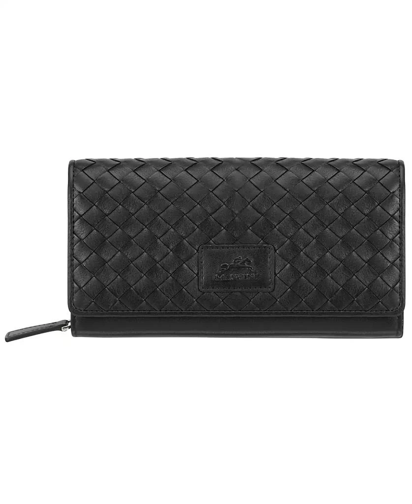 商品Mancini Leather Goods|Women's Basket Weave Collection RFID Secure Clutch Wallet,价格¥430,第1张图片