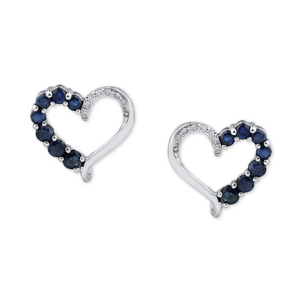 商品Macy's|Sapphire (3/4 ct. t.w.) & Diamond (1/20 ct. t.w.) Heart Stud Earrings in 14k Gold (Also in Emerald & Ruby),价格¥4595,第1张图片