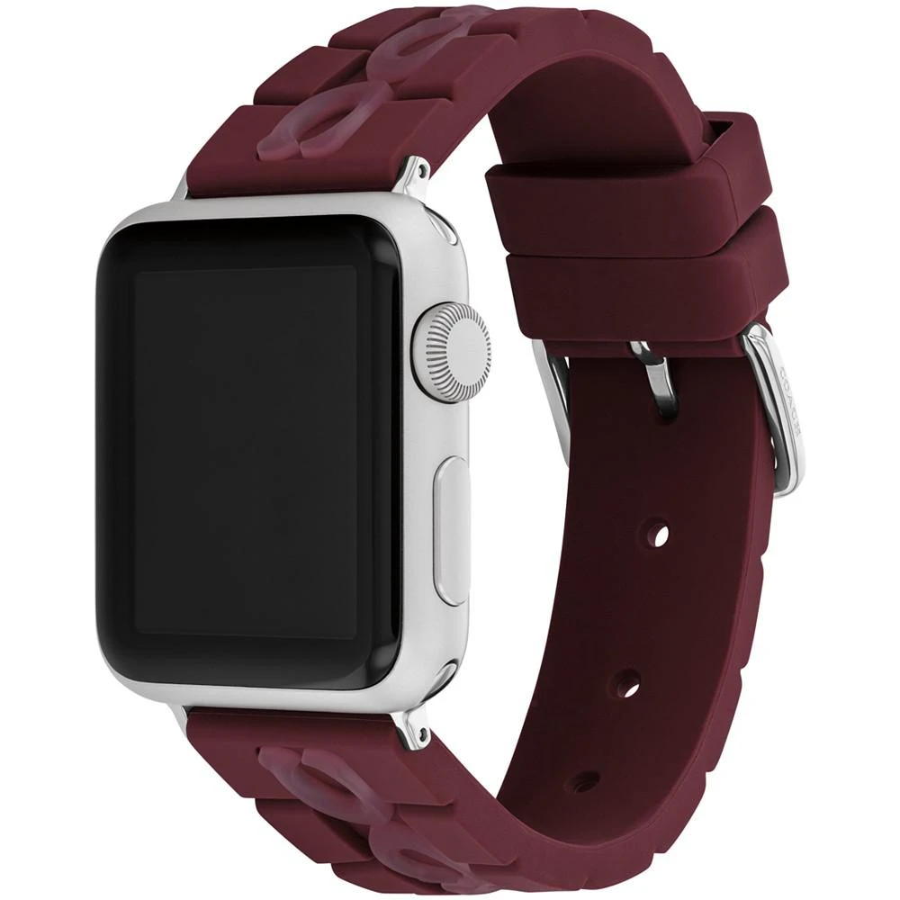 商品Coach|Burgundy Silicone Strap for 38, 40, 41mm Apple Watch,价格¥699,第2张图片详细描述