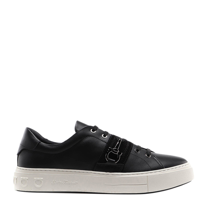商品[国内直发] Salvatore Ferragamo|Salvatore Ferragamo 菲拉格慕 男士黑色白底休闲板鞋 02-C091-727810,价格¥3145,第1张图片