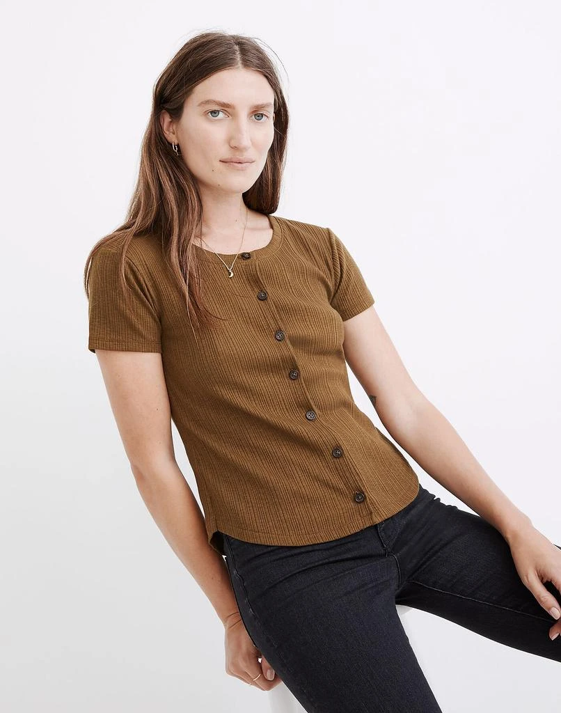 商品Madewell|Pointelle Button-Front Slim Tee,价格¥158,第2张图片详细描述