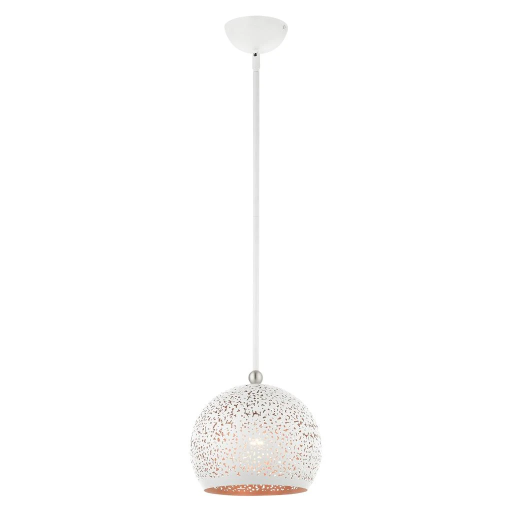 商品Livex Lighting|One Light White with Brushed Nickel Accents Pendant,价格¥1337,第4张图片详细描述