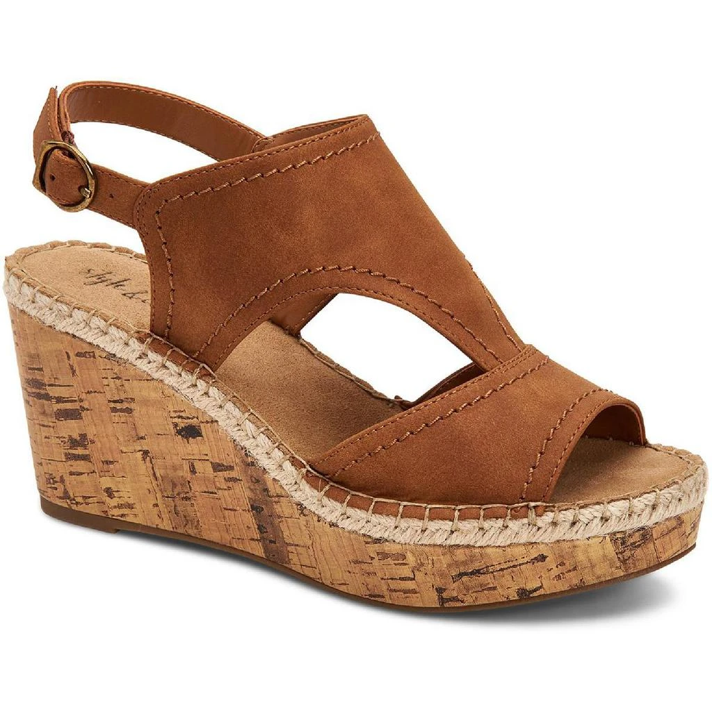 商品Style & Co|Style & Co. Womens Ferann Padded Insole Cork Wedge Sandals,价格¥84,第1张图片