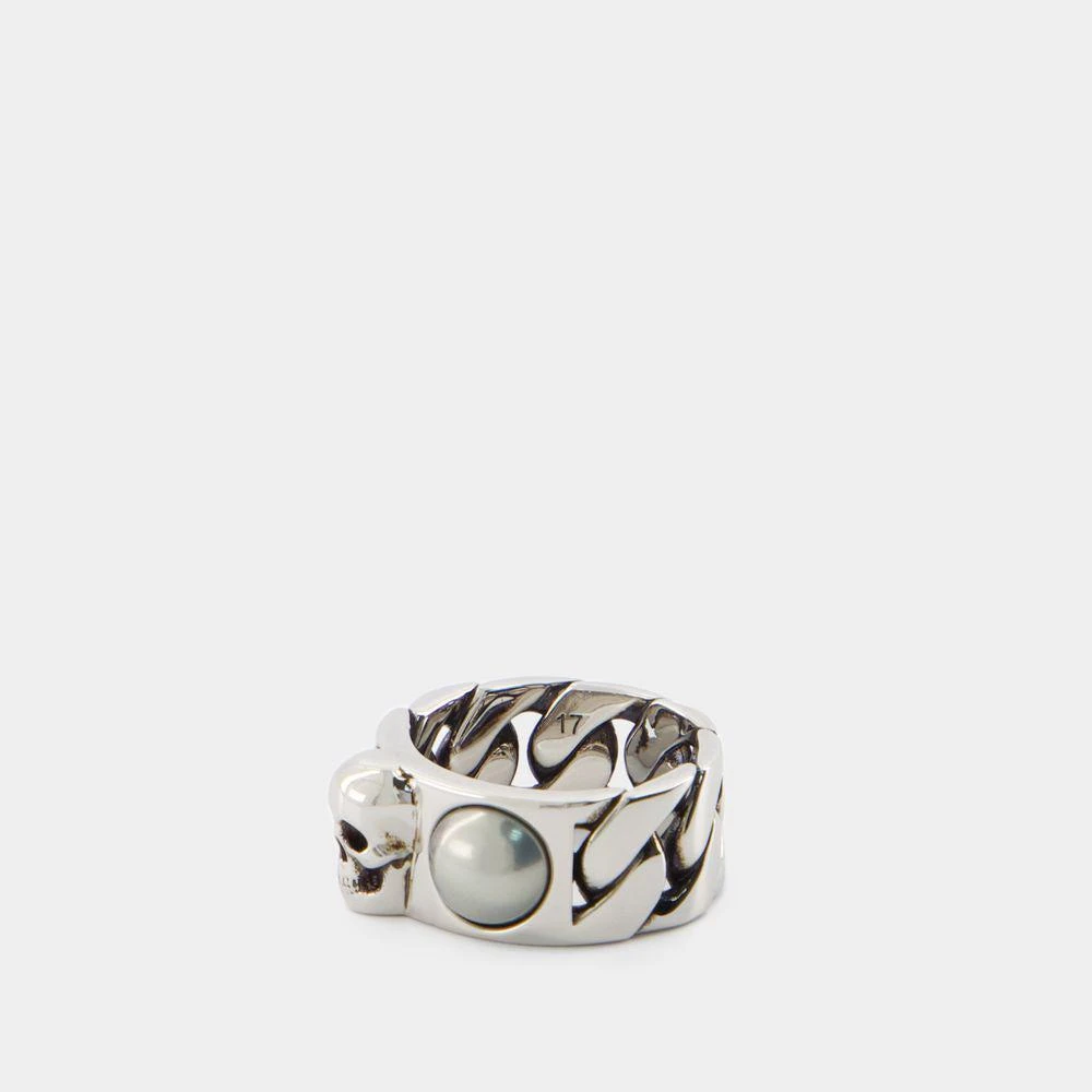 商品Alexander McQueen|Alexander McQueen Skl & Pearl Ring,价格¥1762,第1张图片