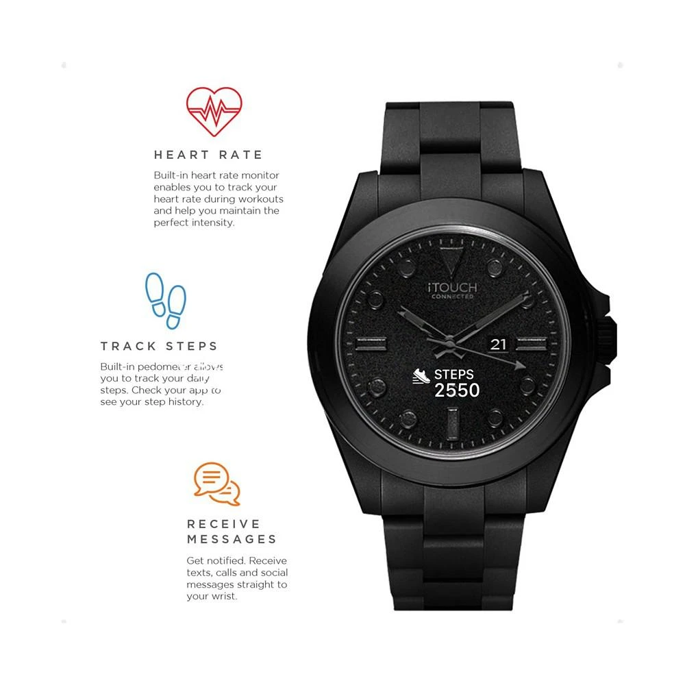 商品iTouch|Connected Men's Hybrid Smartwatch Fitness Tracker: Black Case with Black Acrylic Strap 42mm,价格¥966,第4张图片详细描述