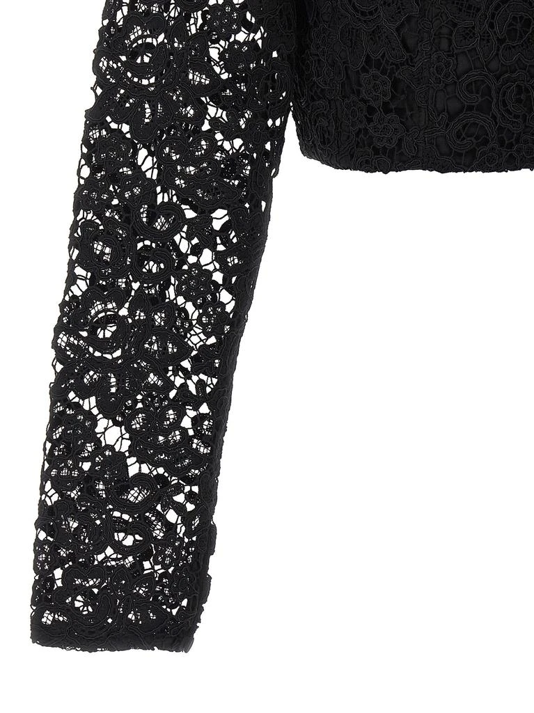 商品Self Portrait|Black Lace Tie Neck Crop Tops Black,价格¥1643,第4张图片详细描述