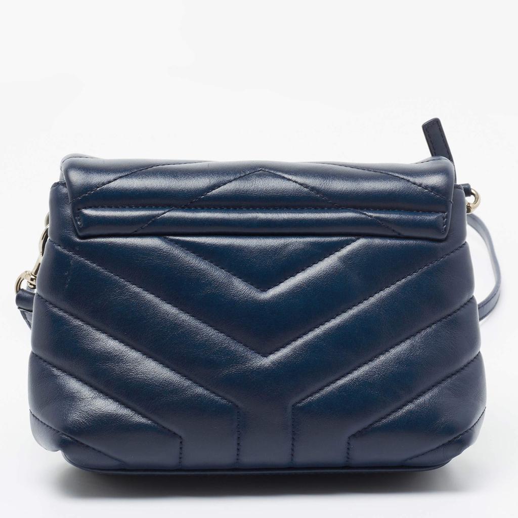 商品[二手商品] Yves Saint Laurent|Saint Laurent Navy Blue Matelassé Leather Toy Loulou Crossbody Bag,价格¥8807,第6张图片详细描述