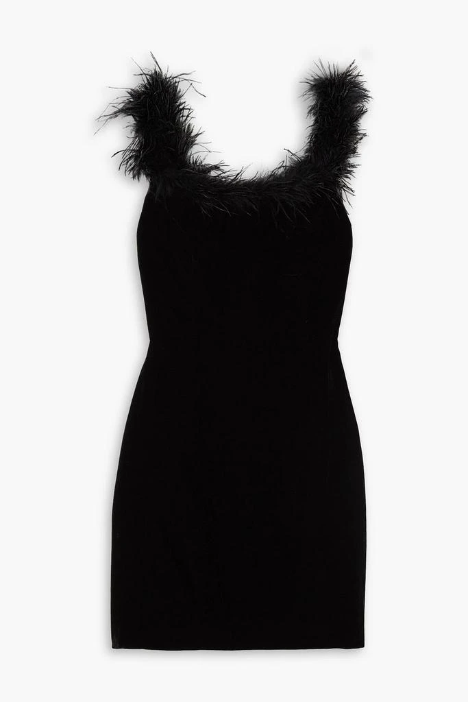 商品Rixo|Lena feather-trimmed velvet mini dress,价格¥1325,第1张图片