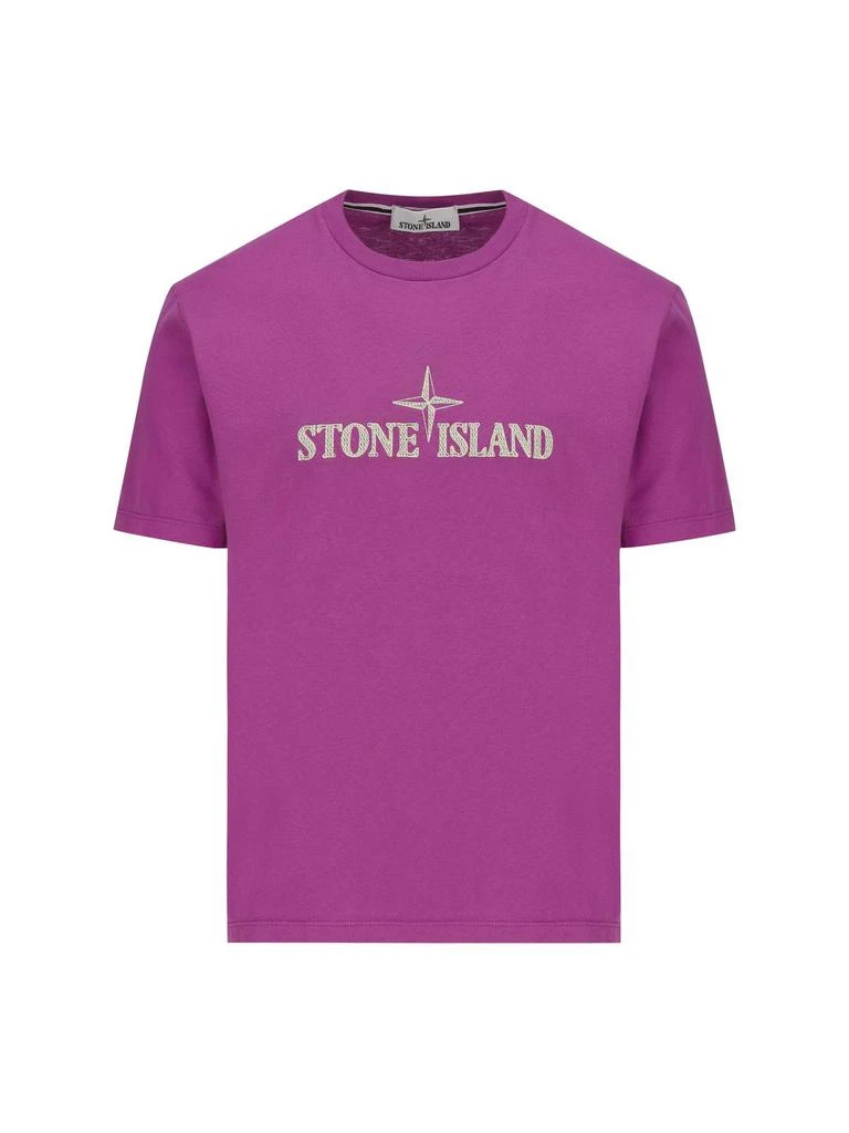 商品Stone Island|Stone Island Logo Printed Crewneck T-Shirt,价格¥1585,第1张图片