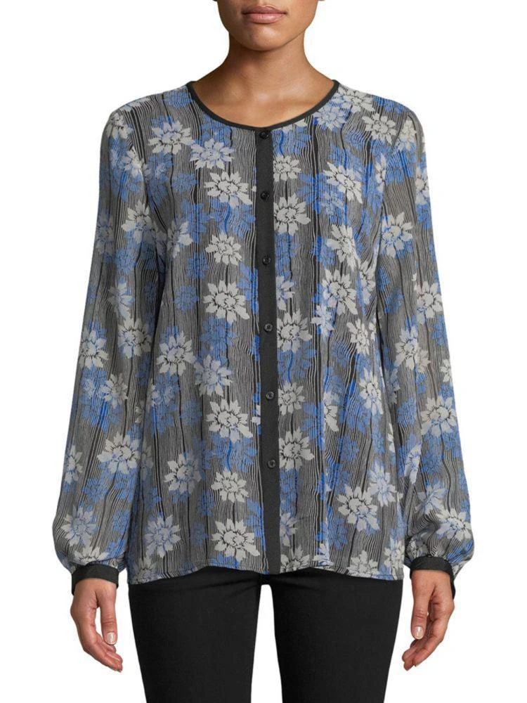 商品Karl Lagerfeld Paris|Floral Stripe Puff-Sleeve Blouse,价格¥375,第1张图片