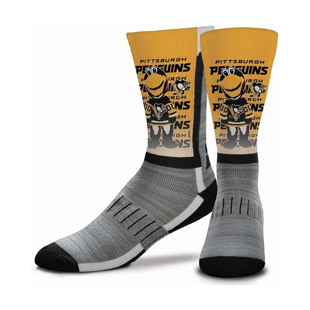 商品For Bare Feet|Youth Girl's and Boy's Multi Pittsburgh Penguins Mascot V-Curve Crew Socks,价格¥112,第1张图片
