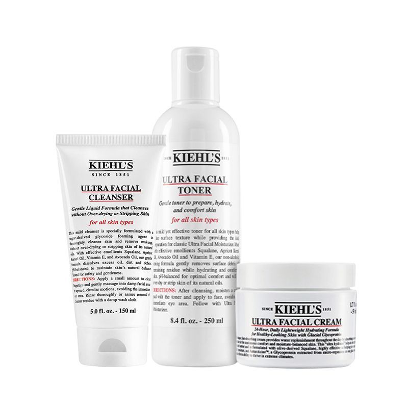 商品Kiehl's|科颜氏 高保湿3件套 高保湿水+面霜+洁面 补水保湿干皮滋润修护 改善肌肤,价格¥529,第1张图片