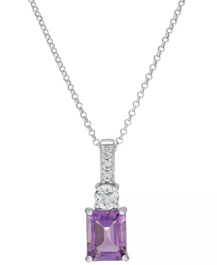 商品Macy's|Amethyst (2-1/4 ct. t.w.) & Lab-Grown White Sapphire (5/8 ct. t.w.) 18" Pendant Necklace in Sterling Silver,价格¥187,第1张图片