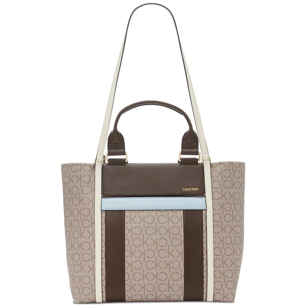 商品Calvin Klein|Sol Signature Dual Strap Colorblock Tote Bag,价格¥856,第1张图片
