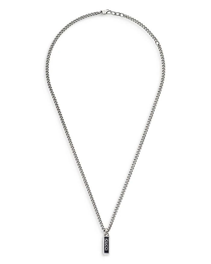 商品Gucci|Sterling Silver Curb Chain Tag Pendant Necklace, 19.6",价格¥4690,第2张图片详细描述