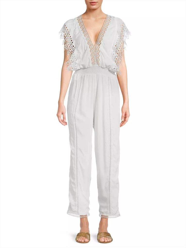 商品Peixoto|Katya Lace-Trim Cotton Jumpsuit,价格¥1935,第3张图片详细描述