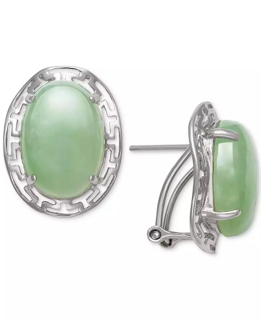 商品Macy's|Dyed Jade  (10 x 14mm) Greek Key Oval Drop Earrings in Sterling Silver,价格¥374,第1张图片