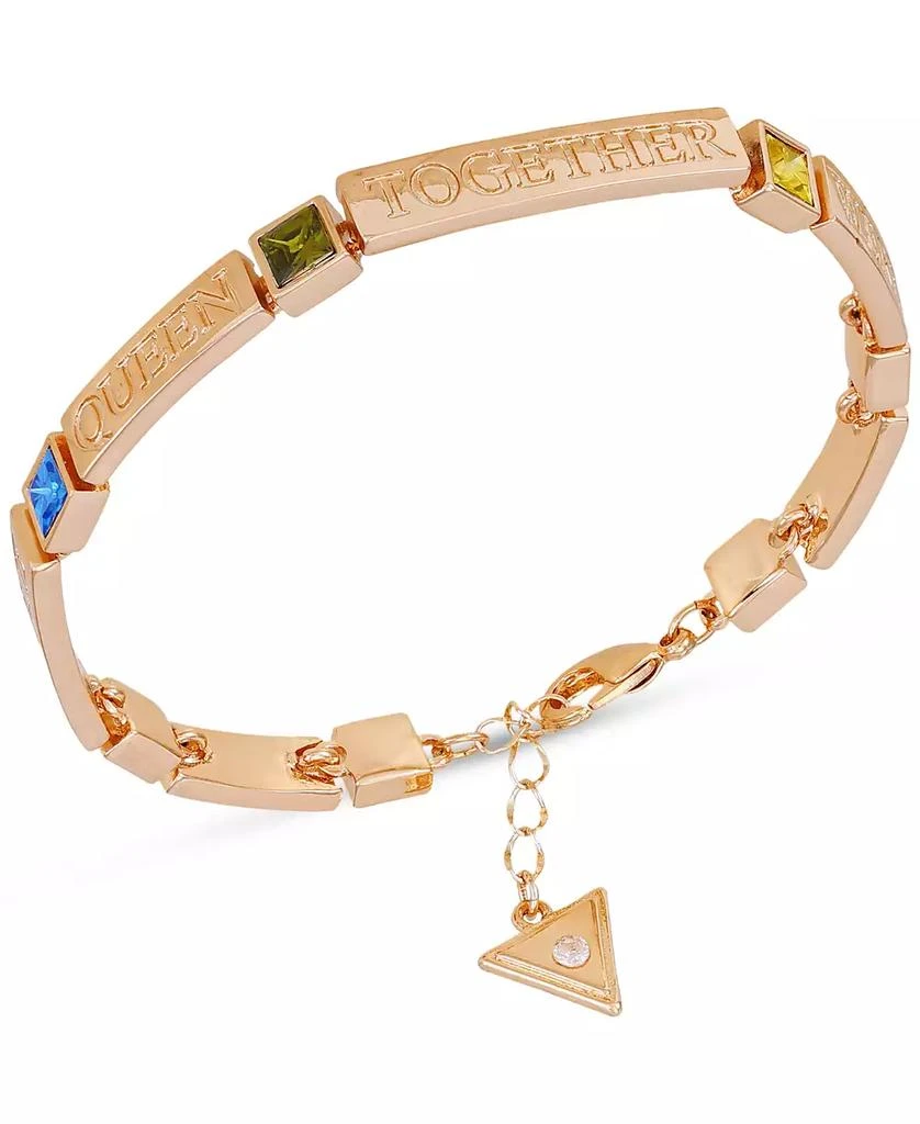 商品GUESS|Gold-Tone Multicolor Stone Inspirational Bracelet,价格¥108,第1张图片