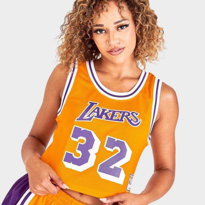 Women's Mitchell & Ness Los Angeles Lakers NBA Magic Johnson Crop Tank商品第5张图片规格展示