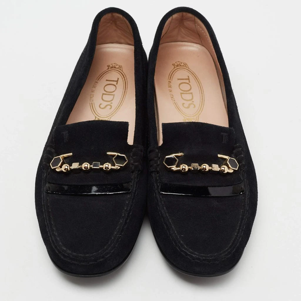 商品[二手商品] Tod's|Tod's Black Suede Safety Pin Slip-On Loafers Size 38,价格¥1066,第3张图片详细描述